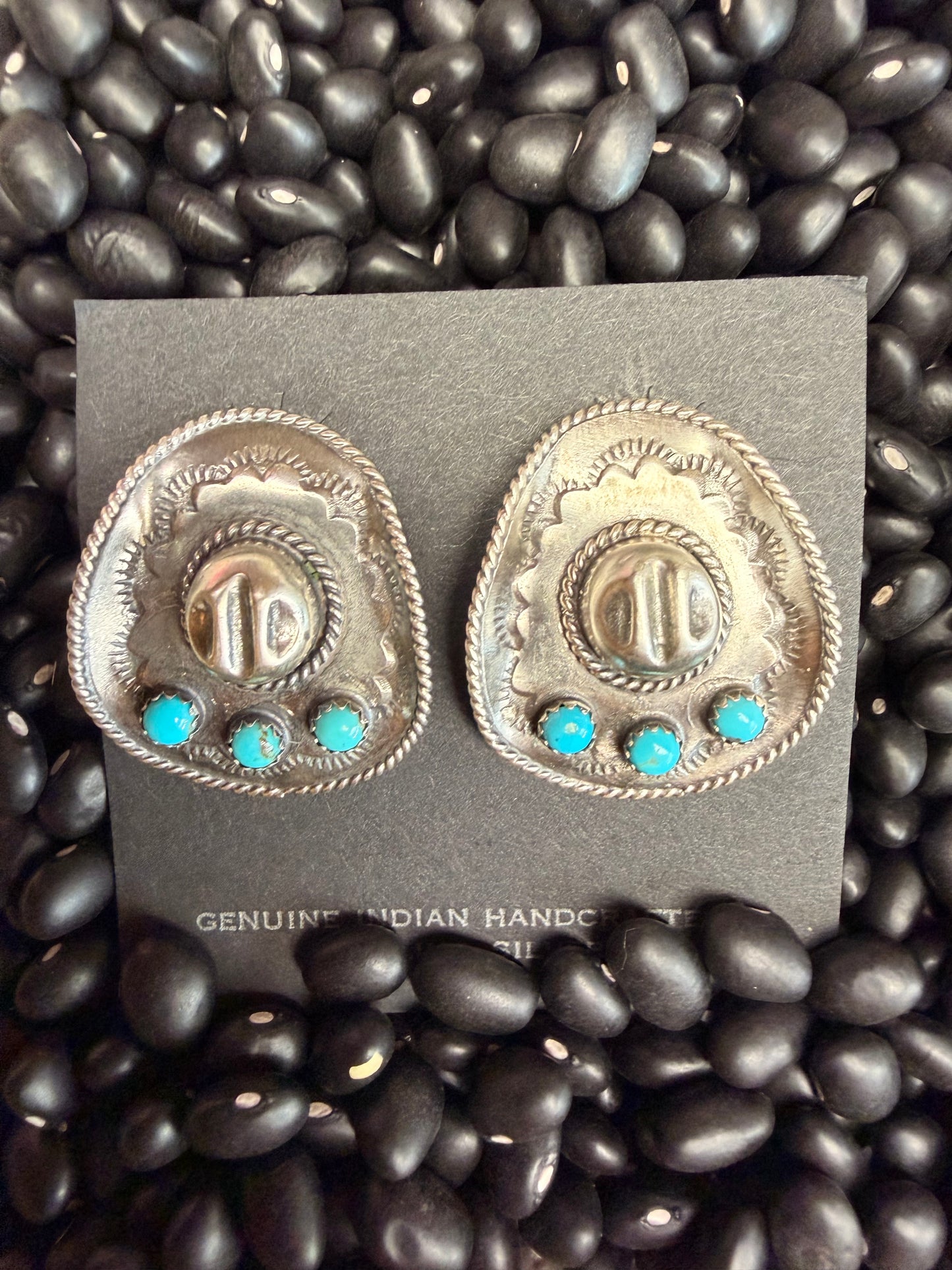 Bobby Platero Cowboy Hat Stud Earrings