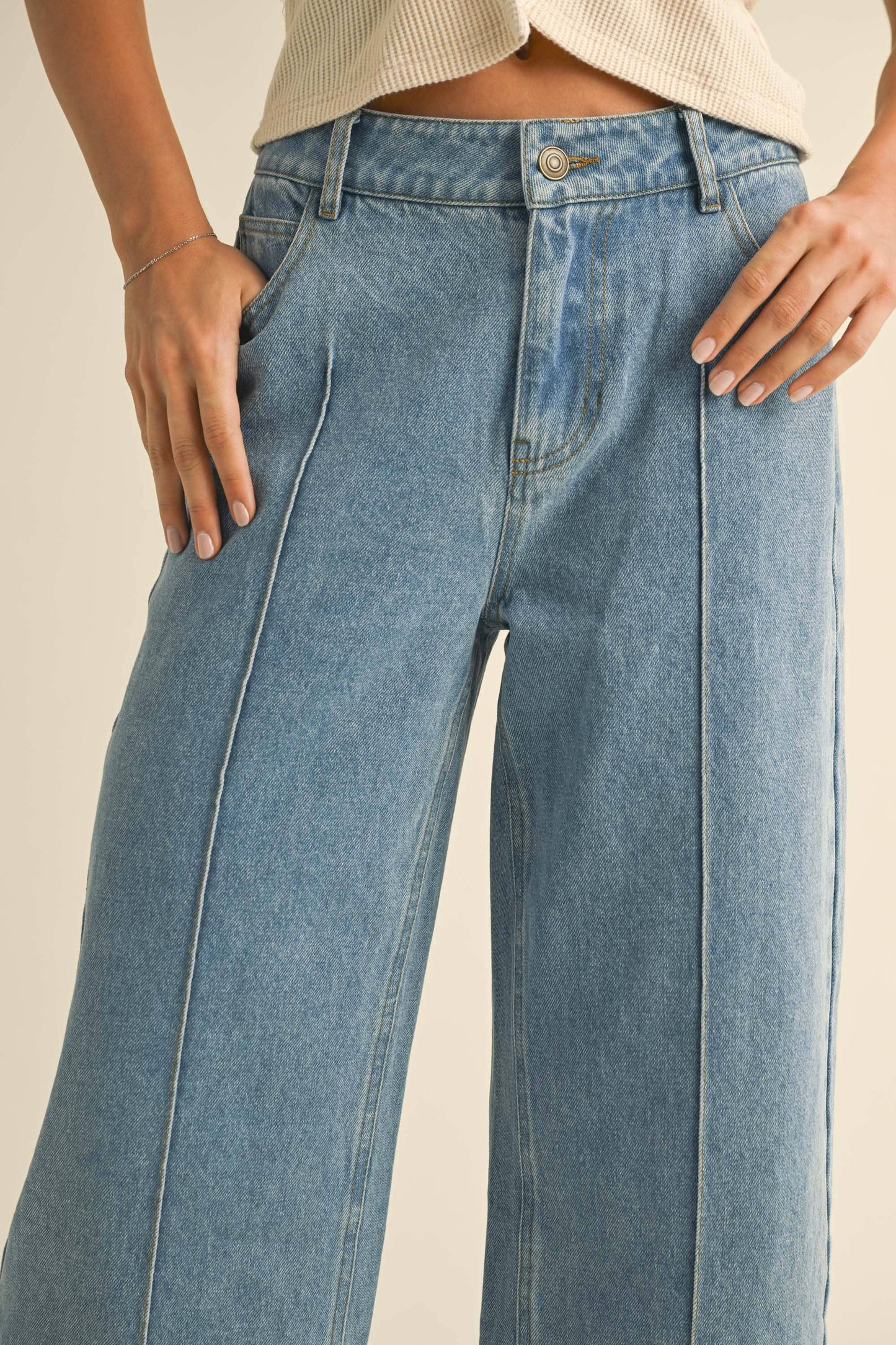 MIOU MUSE WIDE HEM DENIM PANTS