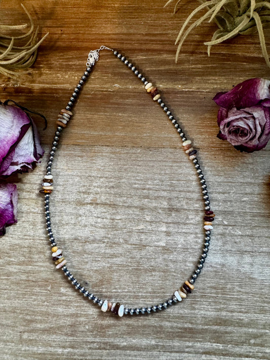 Nevada Opal & Sterling Silver Pearl Necklace – 4mm – Handmade by The Bijoux FAB – 17 
