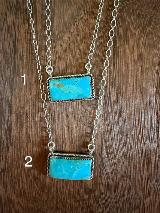 Kingman Turq. Bar Necklace