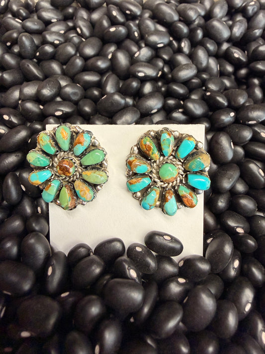 Turquoise Cluster Stud Earrings
