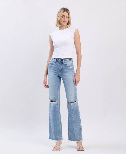 Flying Monkey HIGH RISE DISTRESSED SLIM WIDE JEANS