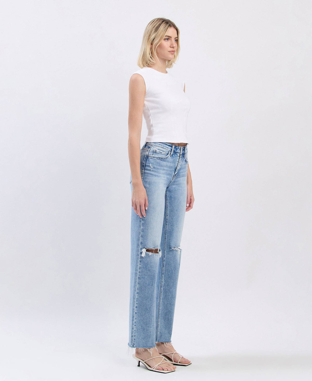 Flying Monkey HIGH RISE DISTRESSED SLIM WIDE JEANS