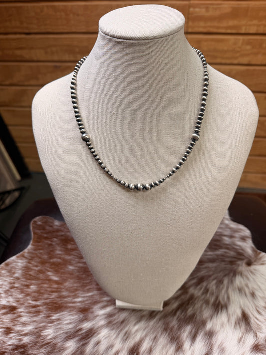 17” Graduated Sterling Silver Pearl Necklace