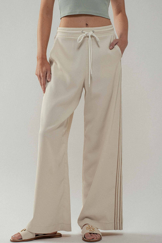 Wide Leg Drawstring Stripe Lounge Pants