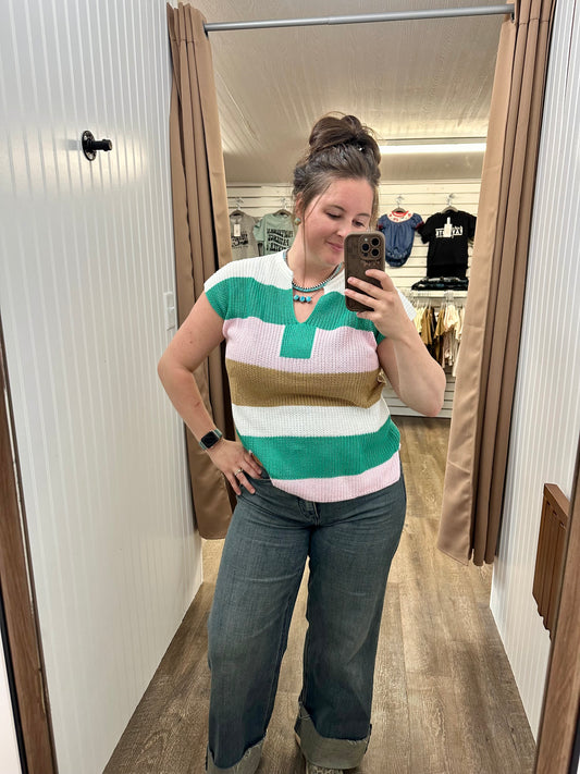 Color Block V-Neck