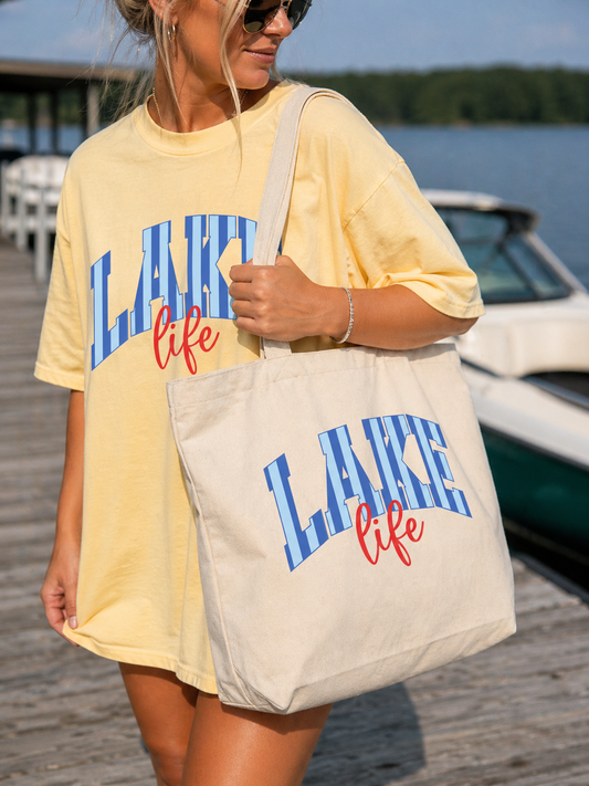 Lake Tote Bag Boating Tote Bag Canvas Tote Bag
