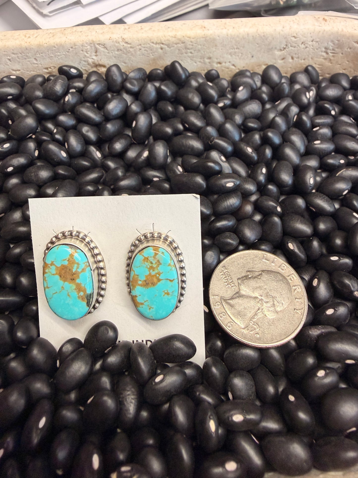 Vicky Hicks Turq. Slab Stud Earrings