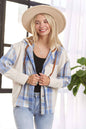 BUTTON DOWN PLAID HOODIE SHACKET (Two Colors)