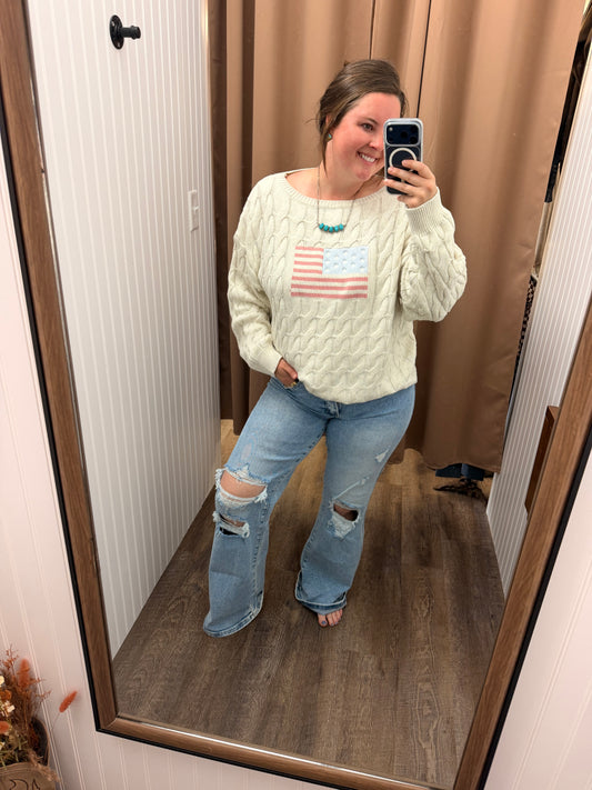 Stars & Stripes Cable Knit Sweater
