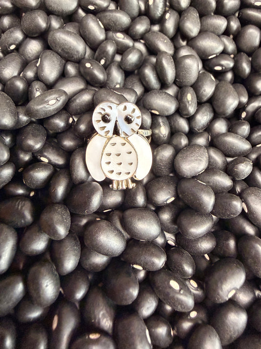 Sterling Silver Mother of Pearl Owl Ring