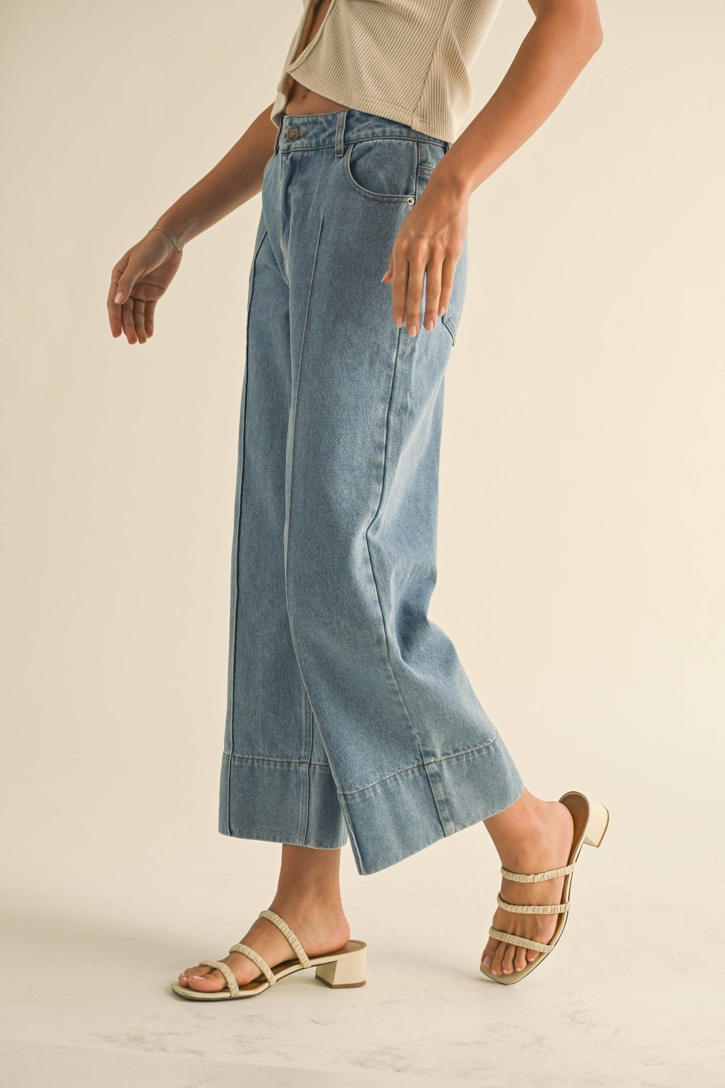 MIOU MUSE WIDE HEM DENIM PANTS