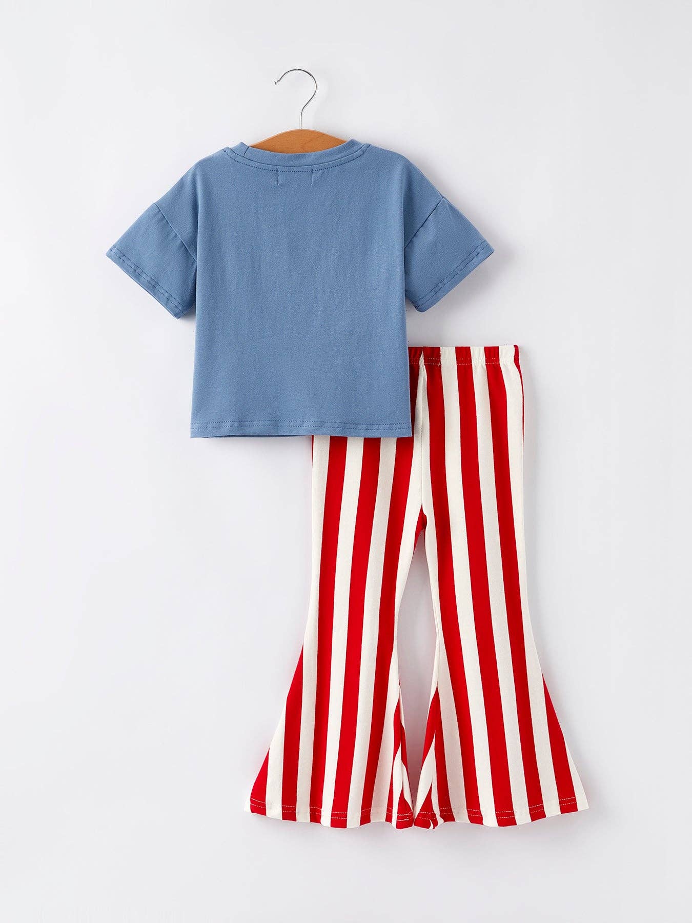 “MERICA”Top Girls Striped Bell Bottoms Set