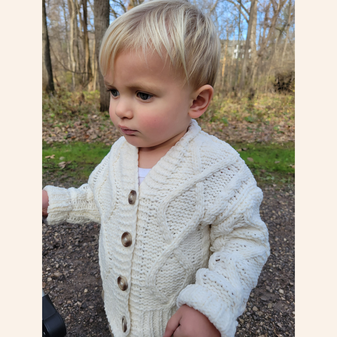 Ivory Cable Knit Cardigan- Child