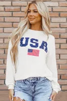 White USA Flag Corded Sweatshirt