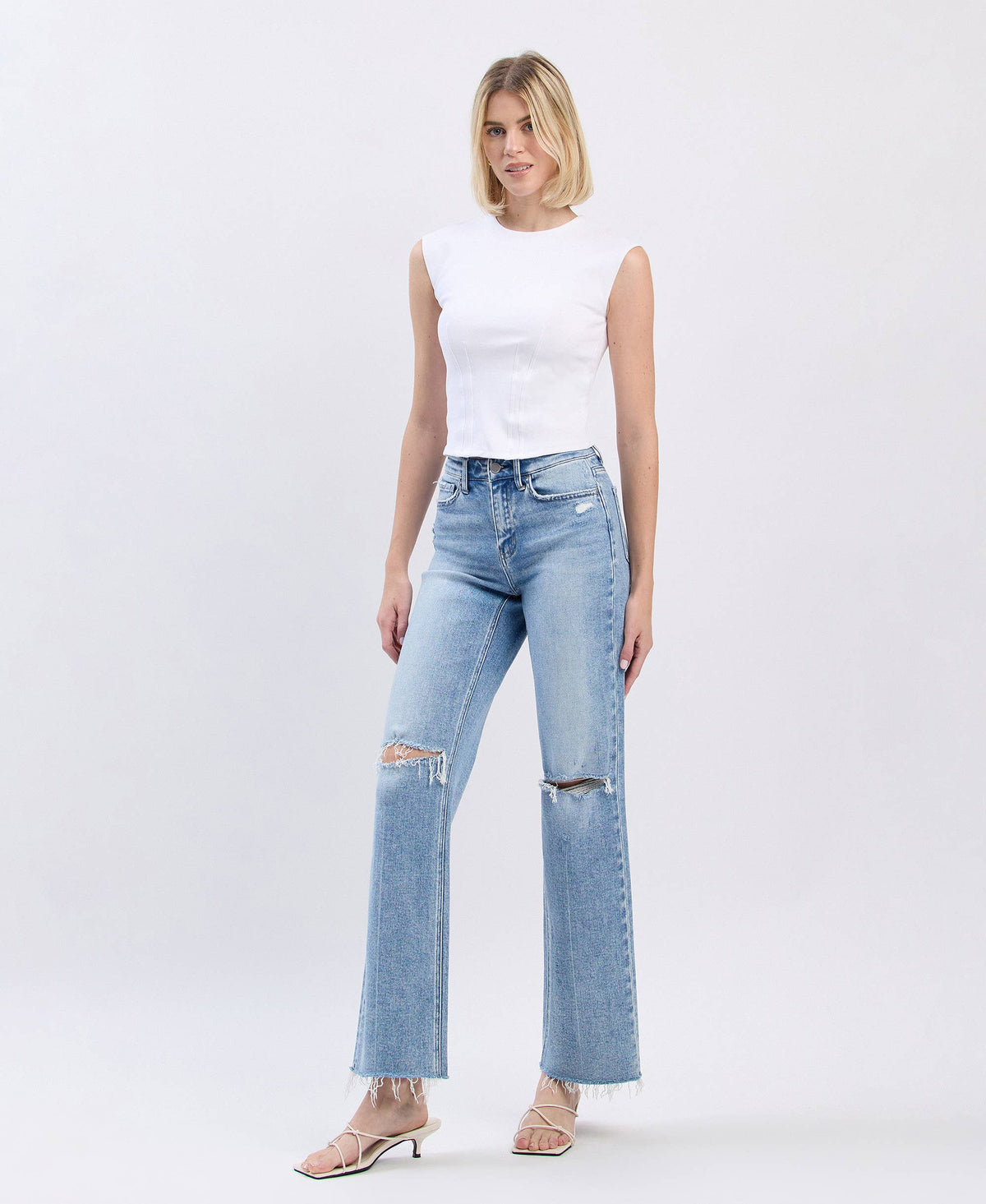 Flying Monkey HIGH RISE DISTRESSED SLIM WIDE JEANS