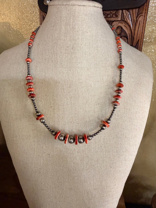 Spiny Oyster & Sterling Silver Pearls