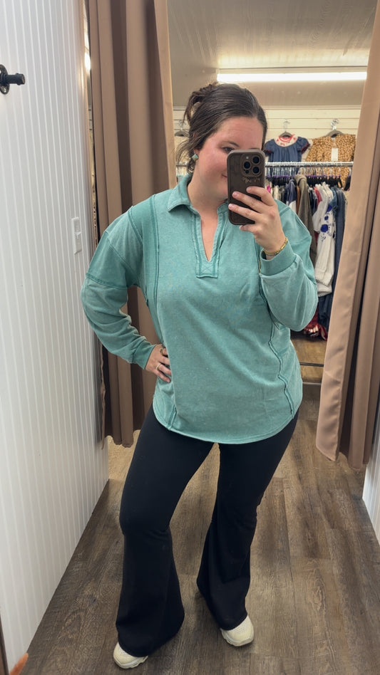 Mineral Washed Oversized French Terry Knit Top