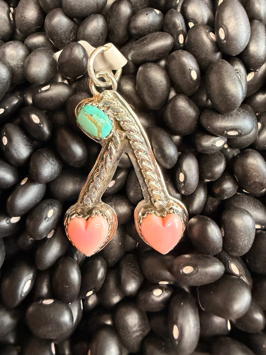Pink Conch Shell Cherry Pendant