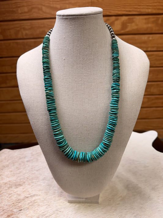 Graduated Turquoise Disc Necklace