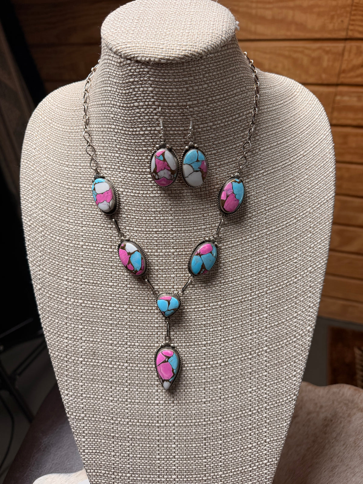 Cotton Candy Single Drop Statement Necklace & Earring Set