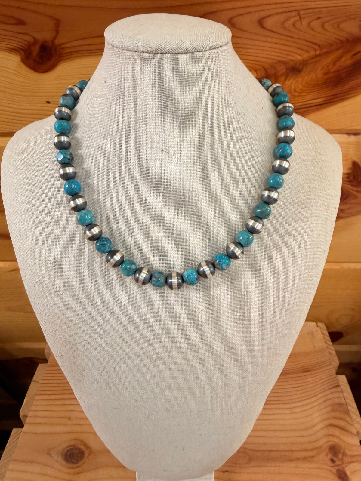 Sterling Silver Pearl & Turquoise Pearl Necklace