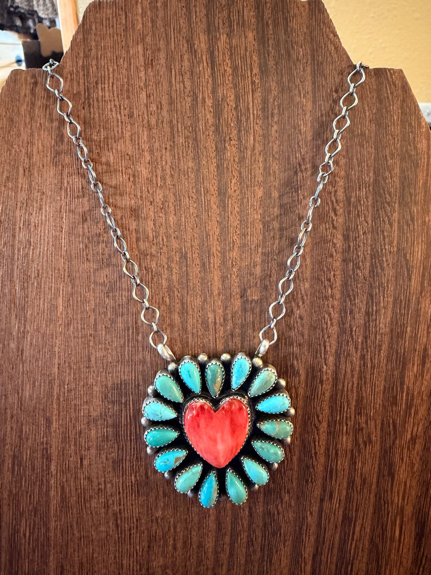 TSmith Turquoise and Spiny Heart Necklace