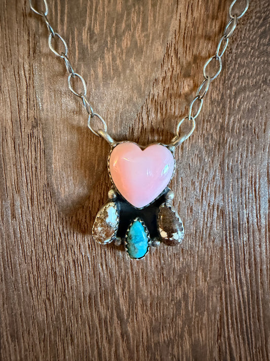 Wild Heart Pink Conch/Multi Turq. Necklace