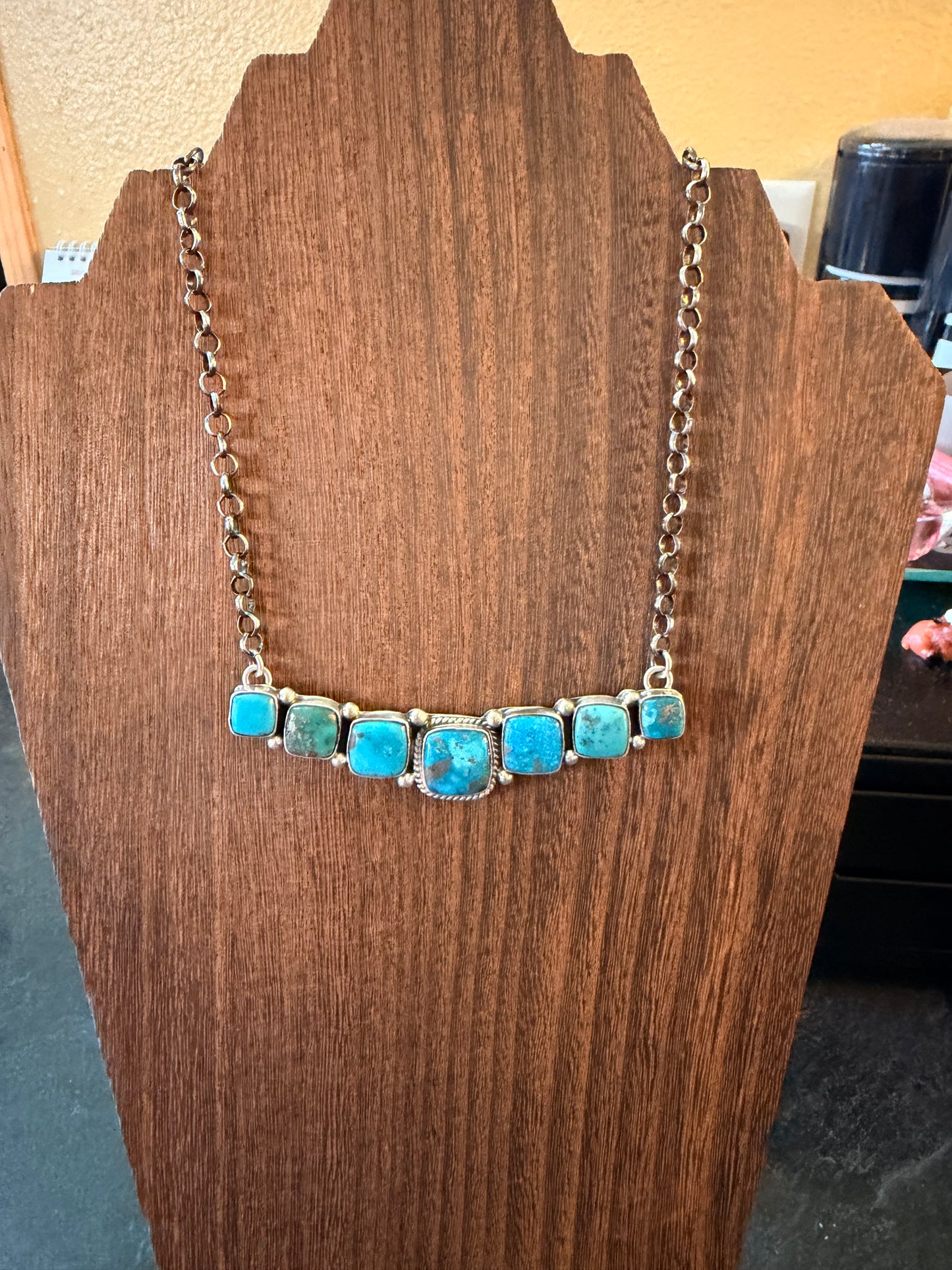 Russell Sam Statement Turquoise Bar Necklace