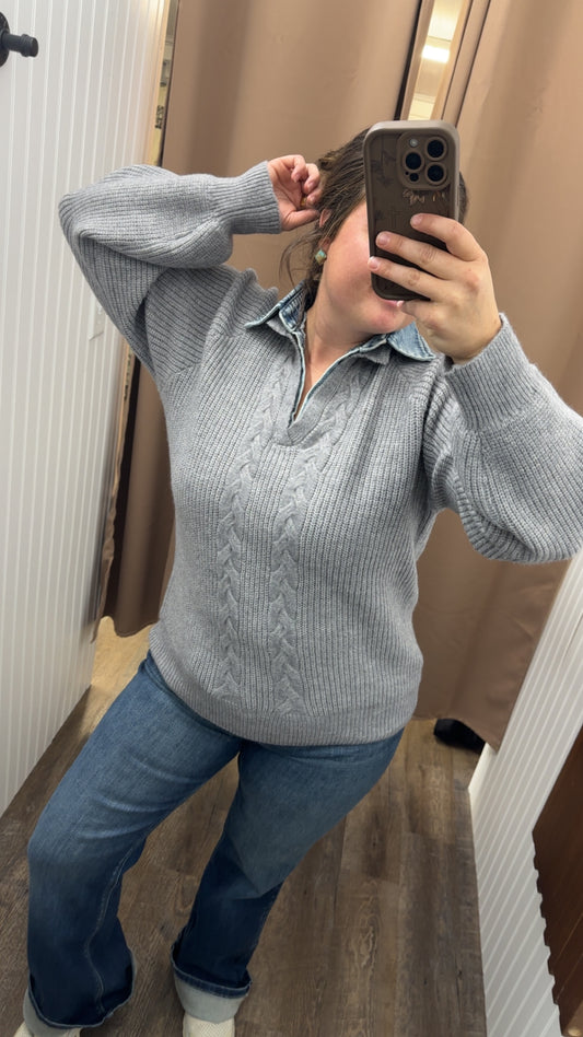 Denim Contrast Sweater