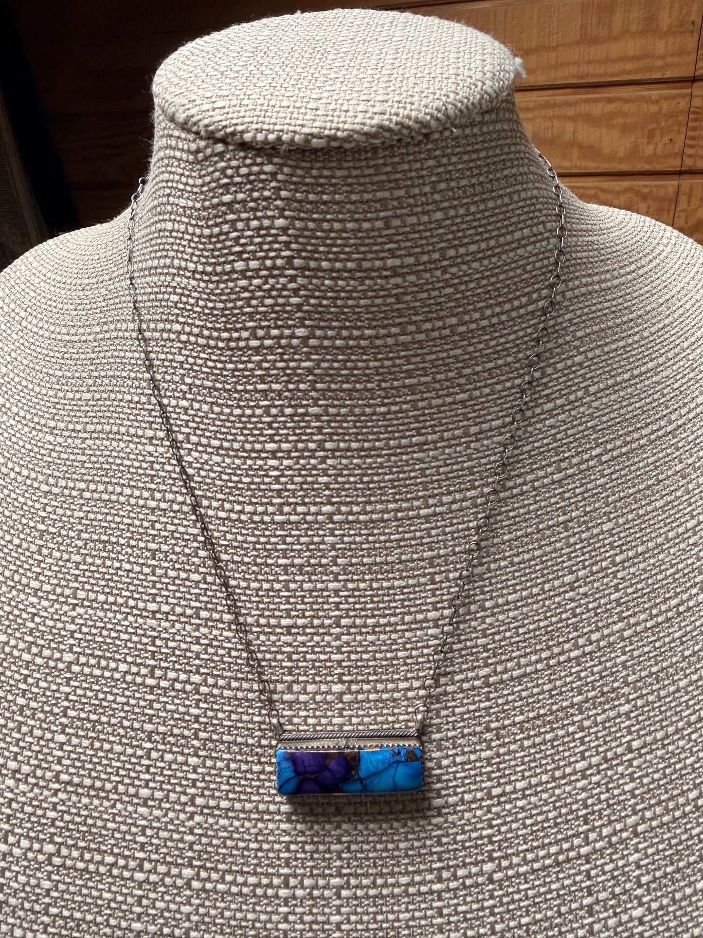 Blue Dahlia Bar Necklace