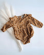Jolie Puff Sleeve Smock Romper - Light Khaki Floral
