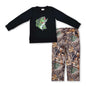 Black Long Sleeve Fishing Top with Camo Pants