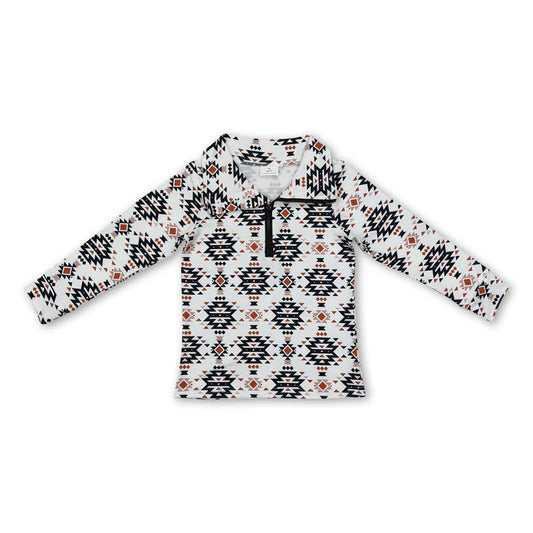 White Aztec Kids Pullover