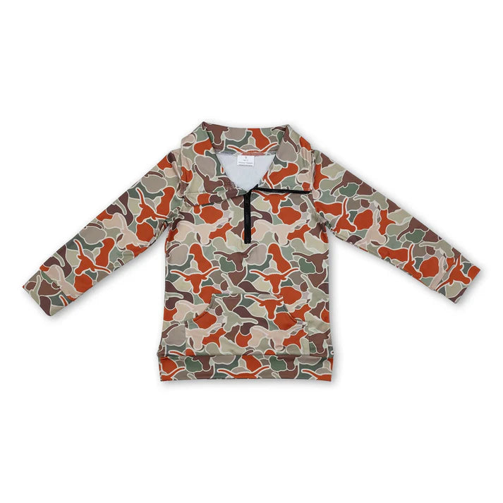 Bull Skull Camo Kids Pullover