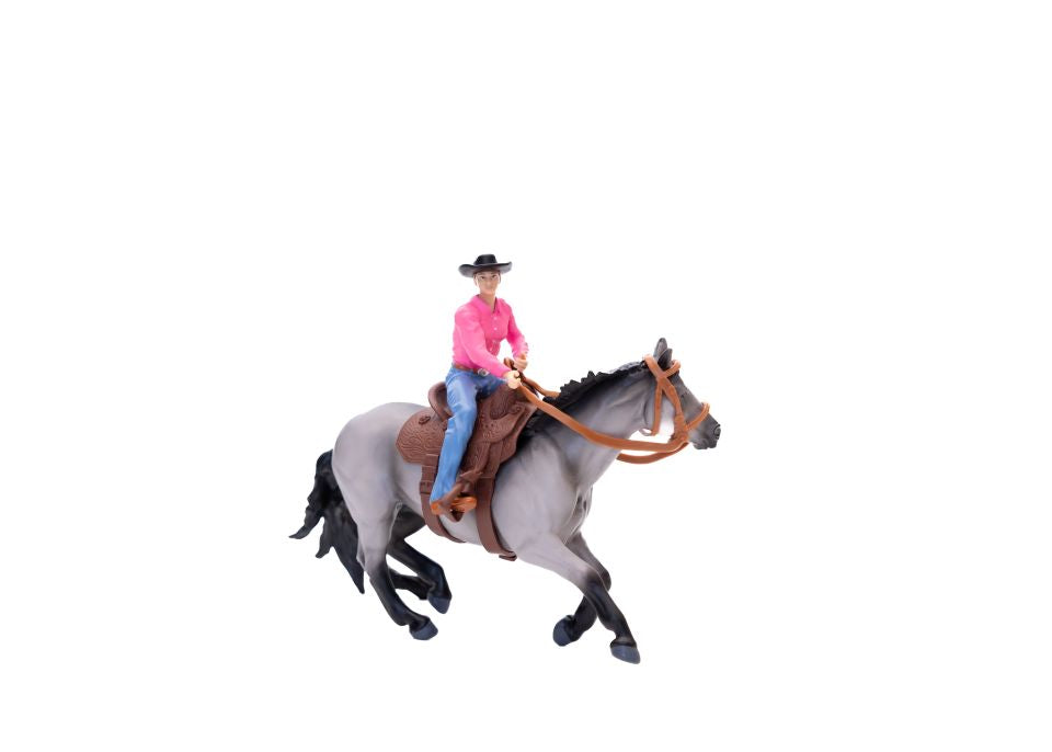 Barrel Racer Kit: Cowgirl, Barrel Saddle, and Bridle