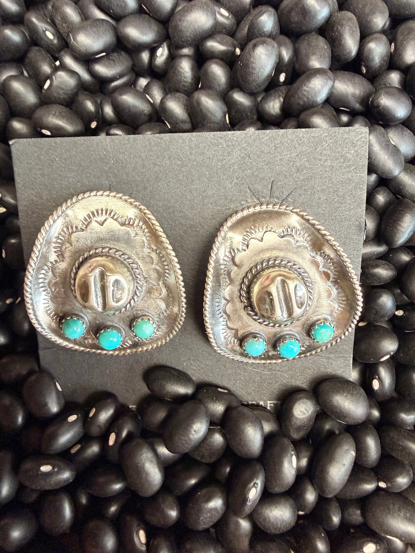 Bobby Platero Cowboy Hat Stud Earrings