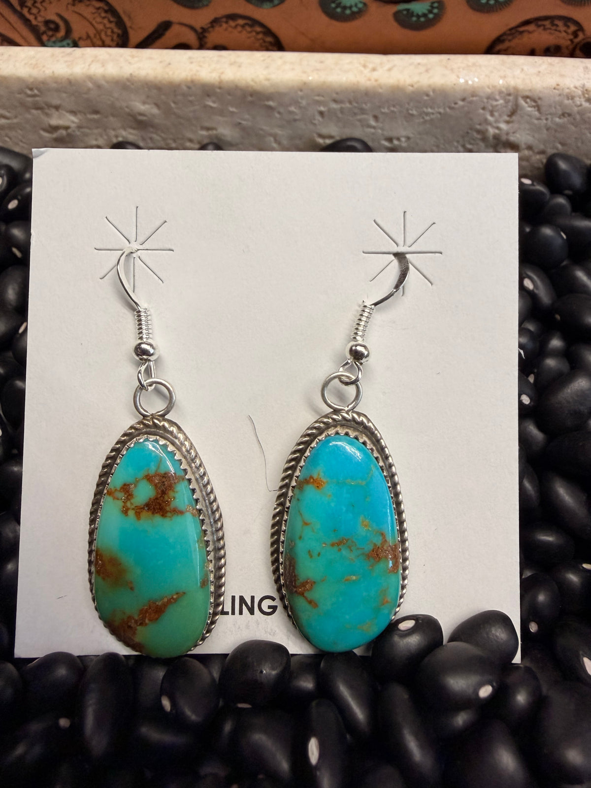 Kingman Turq. Slab Threader Earrings