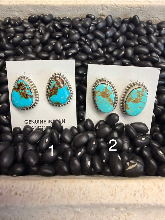 Vicky Hicks Turq. Slab Stud Earrings