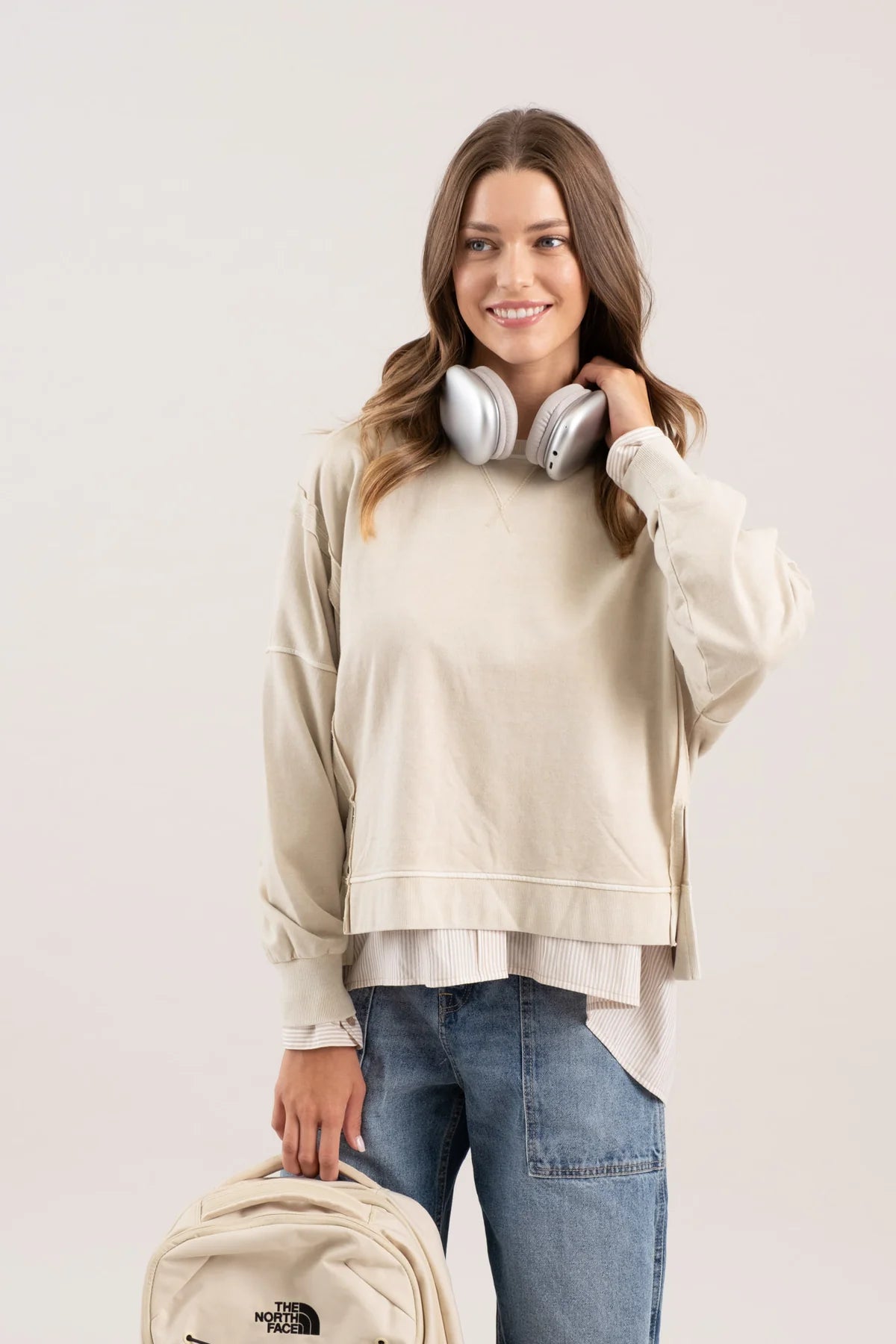 WASHED EXTENDED SHOULDER KNIT TOP (Regular and Plus)