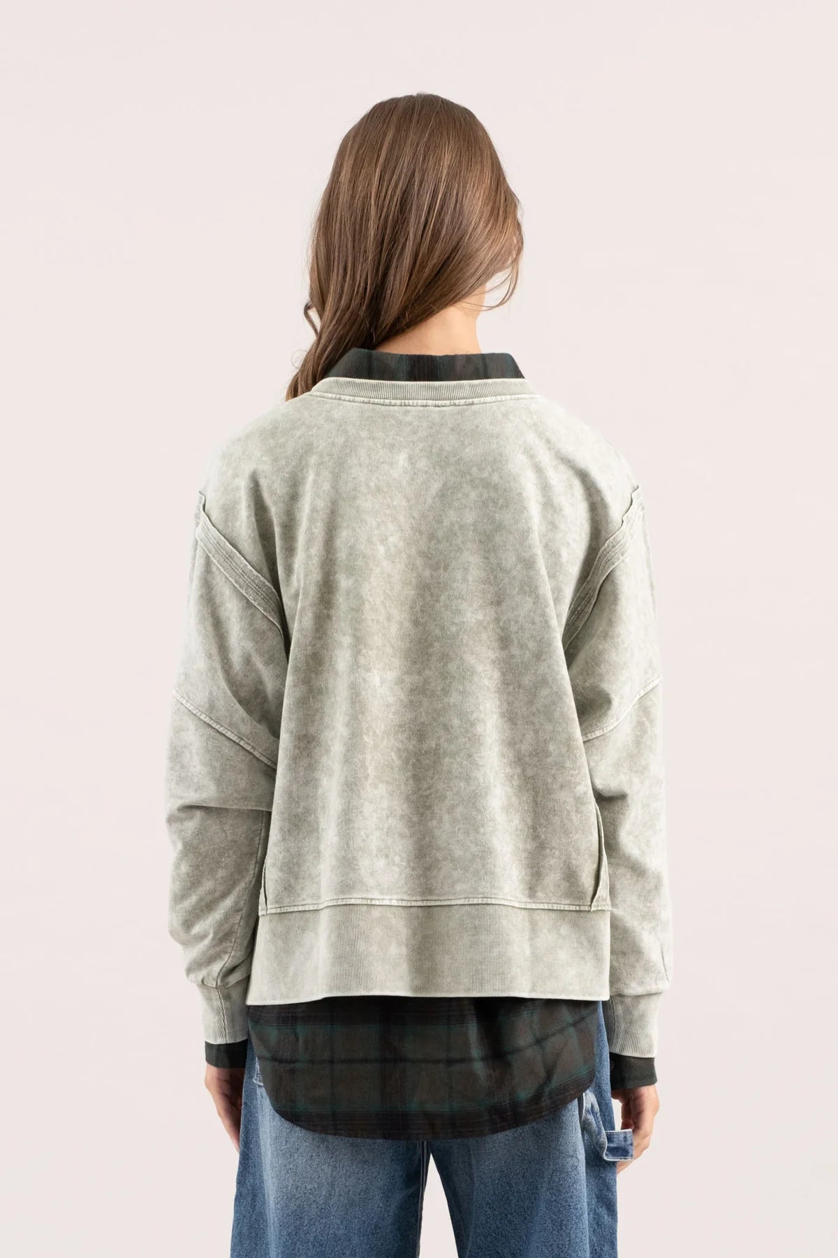 WASHED EXTENDED SHOULDER KNIT TOP (Regular and Plus)