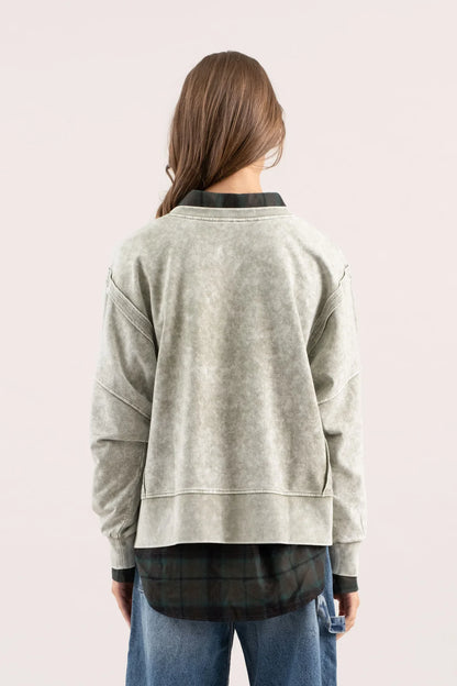 WASHED EXTENDED SHOULDER KNIT TOP (Regular and Plus)