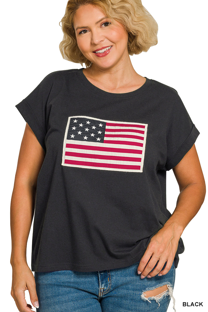 Plus AMERICAN FLAG PATCH TEE (2 Colors)