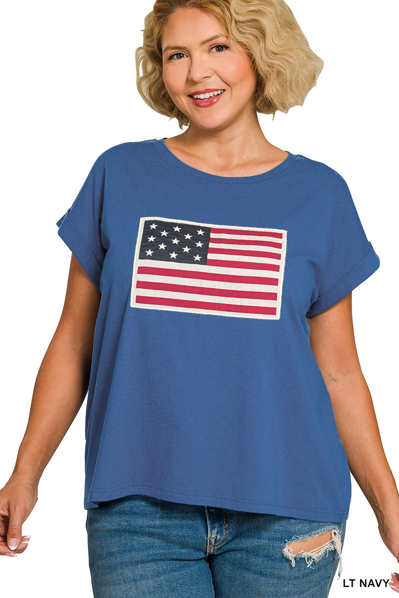 Plus AMERICAN FLAG PATCH TEE (2 Colors)