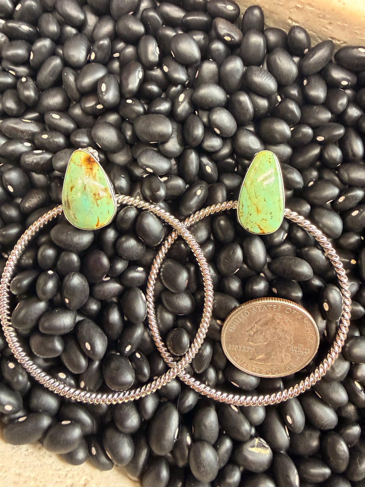 Sarah Yazzie l Turquoise Stud Earring with Hoop