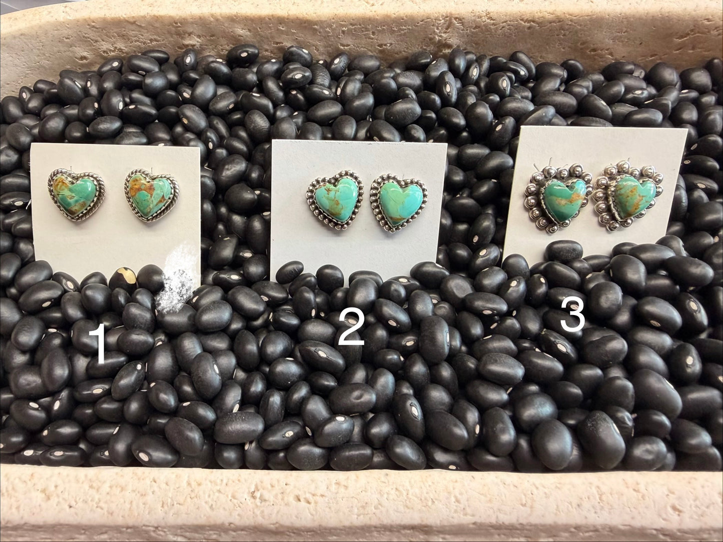Kingman Turq. Heart Stud Earrings