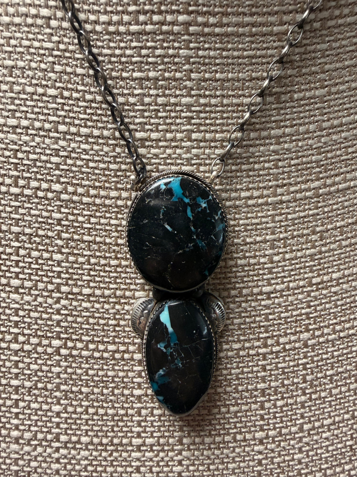 Two-Stone Single Drop Bluemoon Turq. Necklace