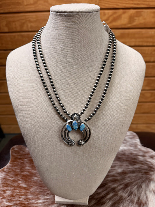 Davey Morgan l Double-Strand Pear & Turquoise Naja Necklace