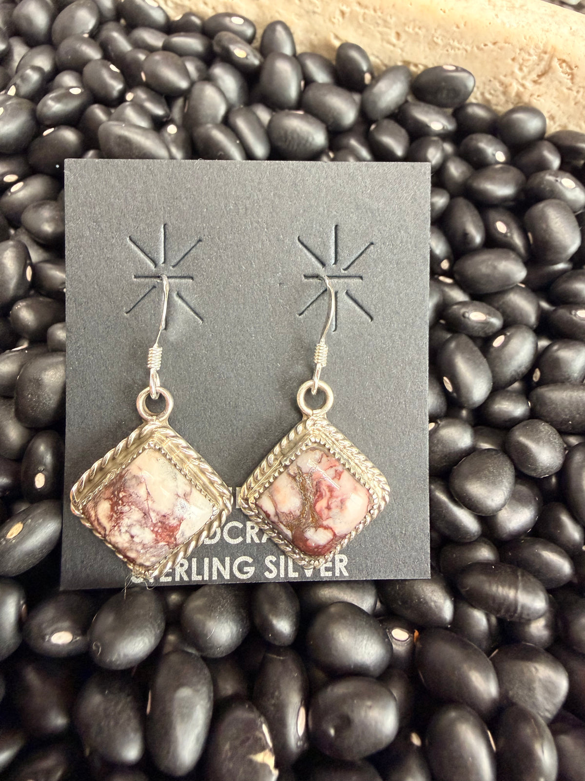 Sarah Yazzie l Wild Horse Sterling Silver Dangle Earrings