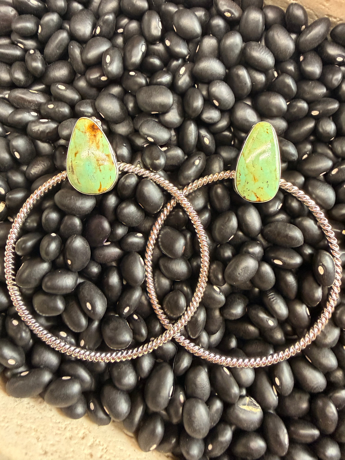 Sarah Yazzie l Turquoise Stud Earring with Hoop